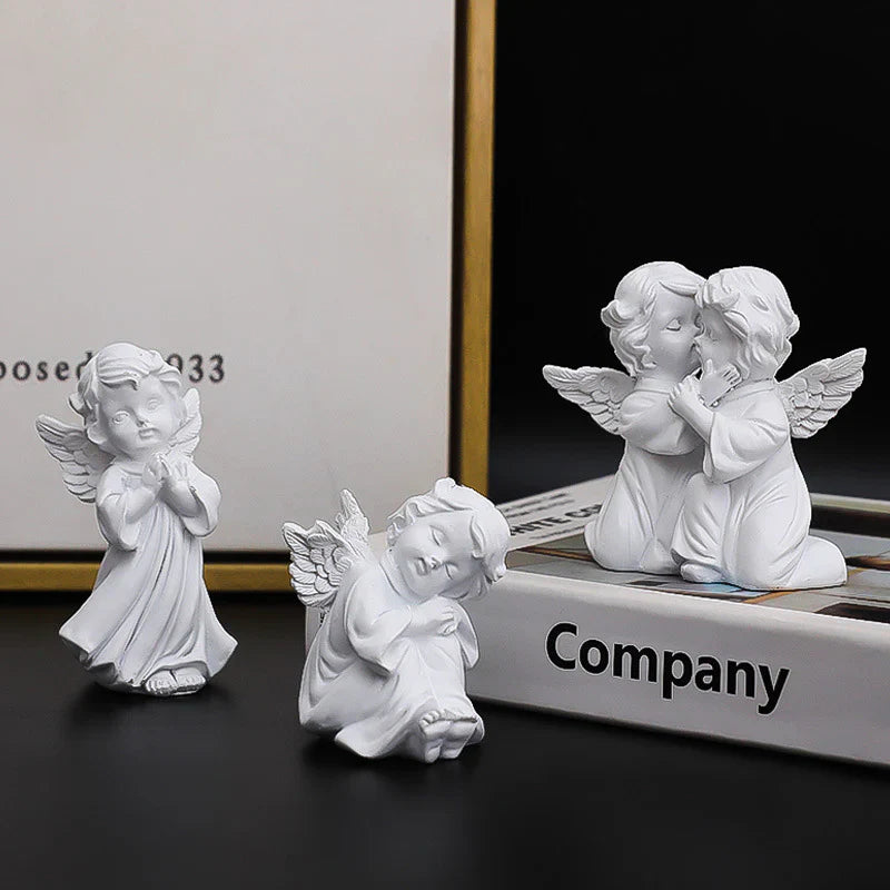 White Angel Figurine Set — Pure & Peaceful Home Decor Accents