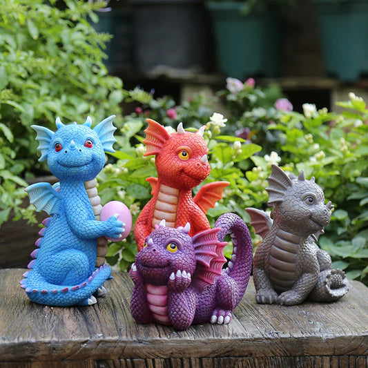 Cute Baby Dragon Figurines — Whimsical Fantasy Garden & Home Decor