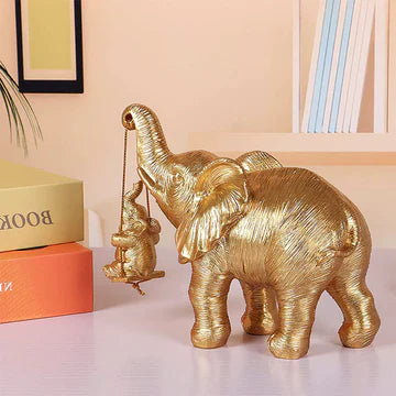 Golden Elephant Statue — Symbol of Luck, Wealth & Elegant Home Decor