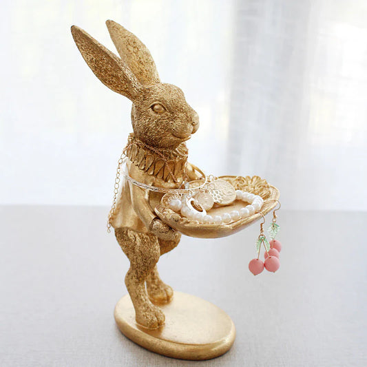 Elegant Rabbit Jewelry Tray Ornament — Charming Storage Home Decor