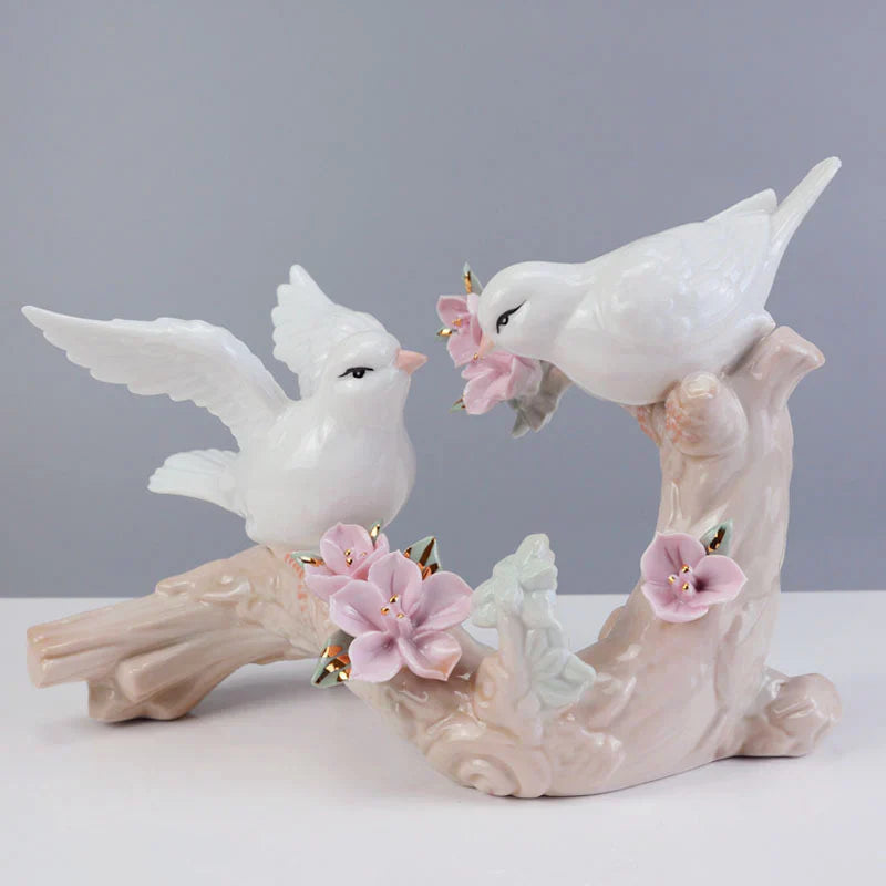 Love in Bloom: The Flowers & Bird Couple Ornament
