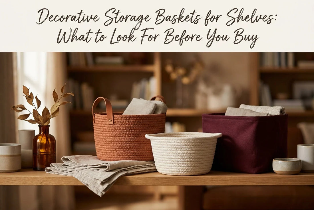 Professional header image for list-based article: Decorative Storage Baskets for Shelves: What to Look For ...