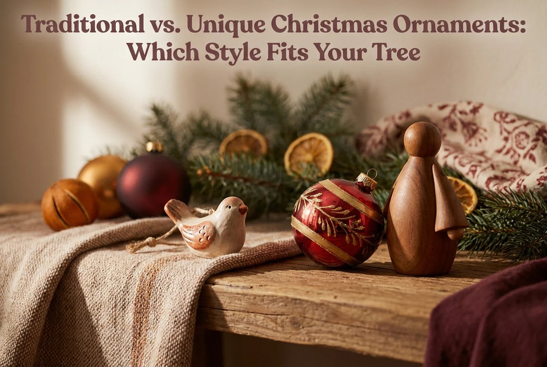 Professional header image for comparison analysis: Traditional vs. Unique Christmas Ornaments: Which Style F...