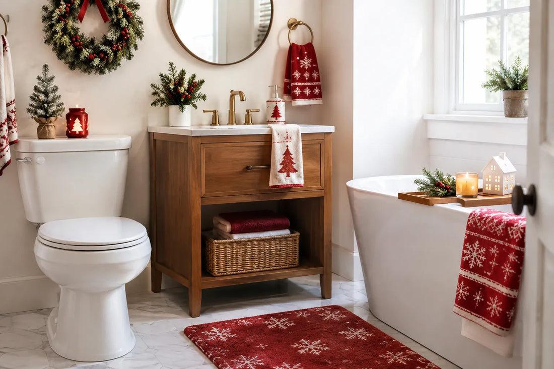 Make a small space cheerful with Christmas bathroom decor