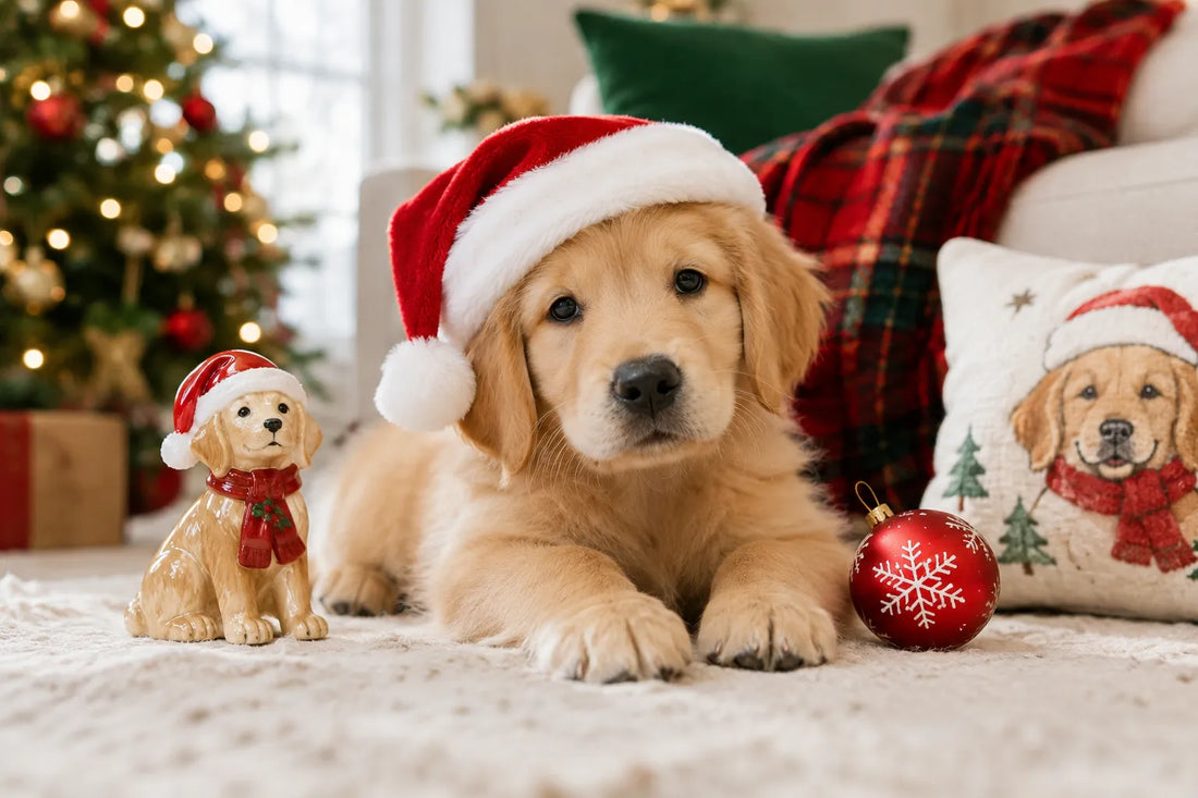 Choose cheerful Christmas puppy decor for every space