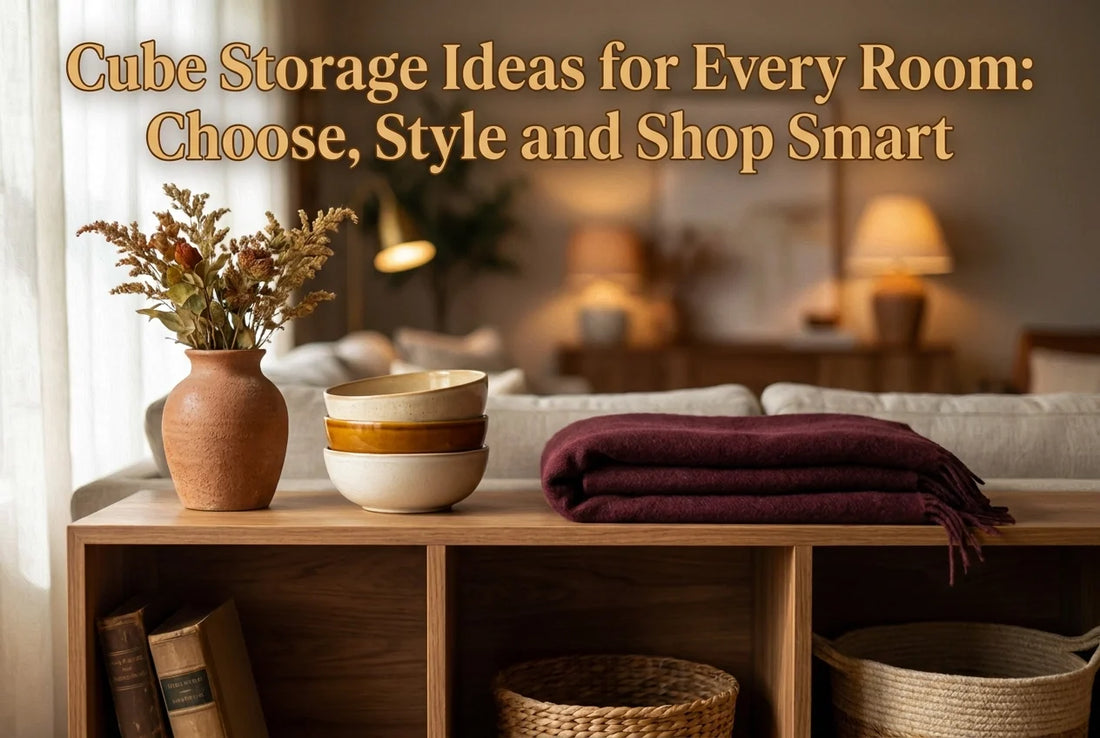 Professional header image for list-based article: Cube Storage Ideas for Every Room: Choose, Style and Shop...