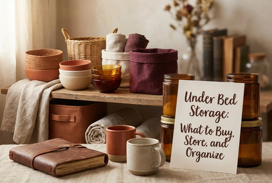 Professional header image for list-based article: Under Bed Storage: What to Buy, Store, and Organize