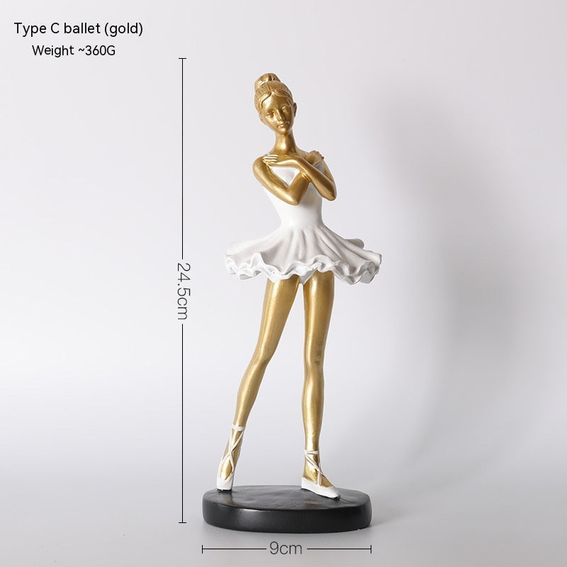 Elegant Golden Ballerina Figurines - King's Store